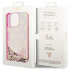 Guess blizgus dėklas iPhone 14 Pro – rožinis