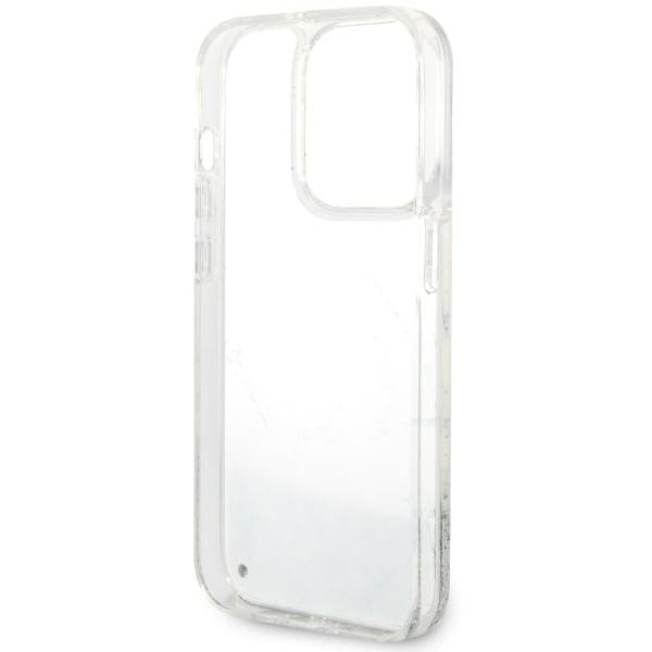Guess Liquid Glitter Marble dėklas iPhone 14 Pro 6.1" – baltas -- iPhone 14 Pro