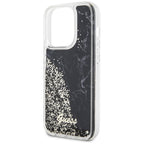 Guess Liquid Glitter Marble dėklas iPhone 14 Pro – juodas