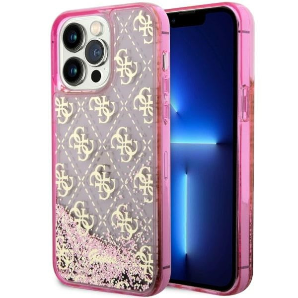 Guess dėklas iPhone 14 Pro Max – rožinis, 4G glitter