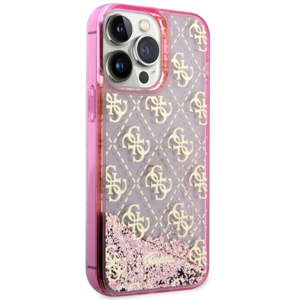 Guess dėklas iPhone 14 Pro Max – rožinis, 4G glitter