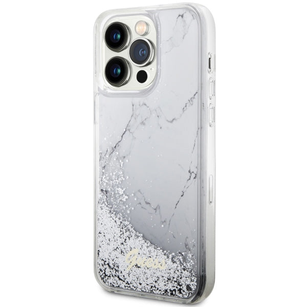 Guess dėklas iPhone 14 Pro Max – baltas (Marble)