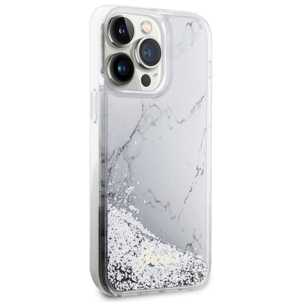 Guess dėklas iPhone 14 Pro Max – baltas (Marble)