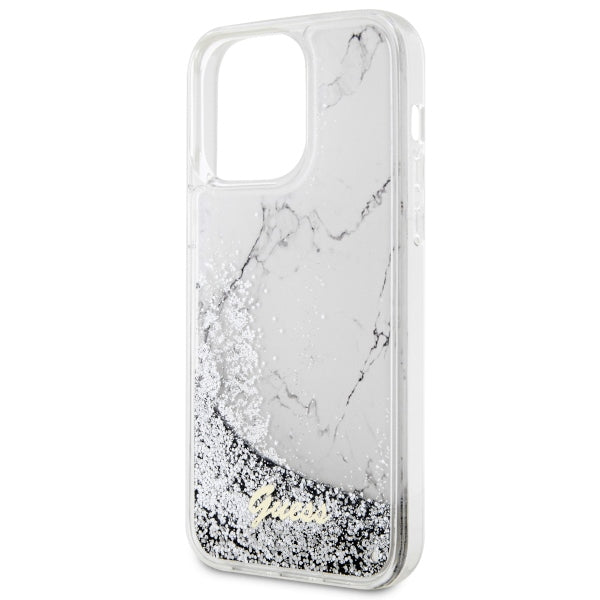 Guess dėklas iPhone 14 Pro Max – baltas (Marble)