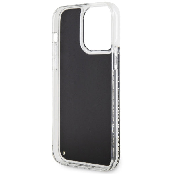Guess Liquid Glitter Marble dėklas iPhone 14 Pro Max – juodas