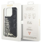 Guess Liquid Glitter Marble dėklas iPhone 14 Pro Max – juodas