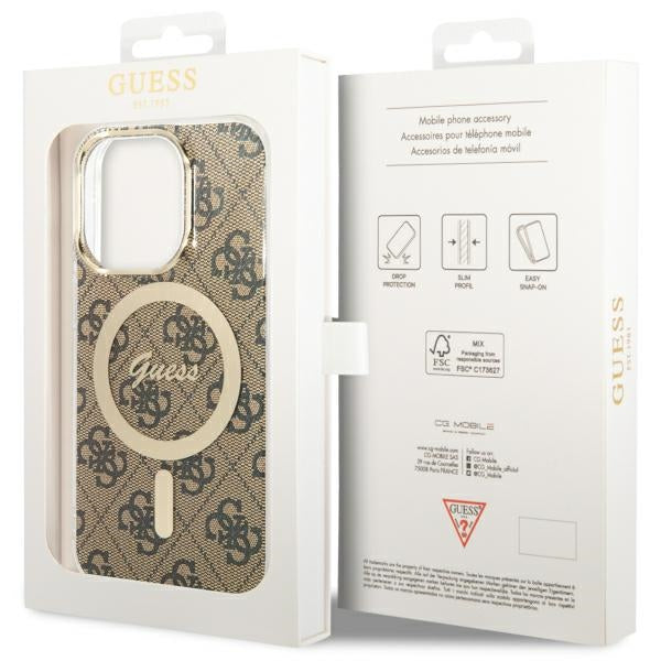 Guess 4G MagSafe dėklas iPhone 13/13 Pro – rudas
