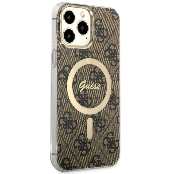 Guess MagSafe dėklas iPhone 13 Pro Max – rudas 4G