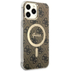 Guess MagSafe dėklas iPhone 13 Pro Max – rudas 4G