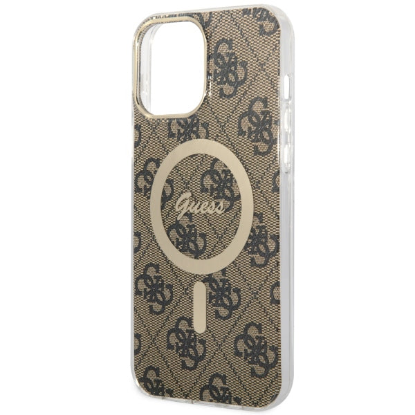 Guess MagSafe dėklas iPhone 13 Pro Max – rudas 4G