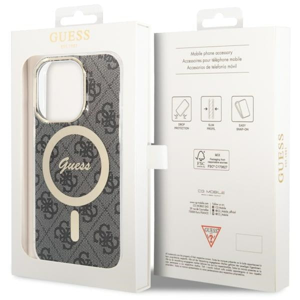 Guess 4G MagSafe dėklas iPhone 14 Pro – juodas