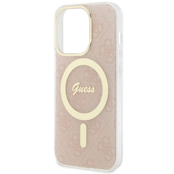 Guess 4G MagSafe dėklas iPhone 14 Pro – rožinis