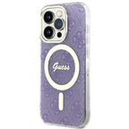 Guess 4G MagSafe dėklas iPhone 14 Pro – violetinis