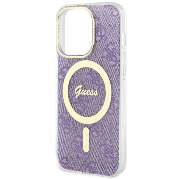 Guess 4G MagSafe dėklas iPhone 14 Pro – violetinis