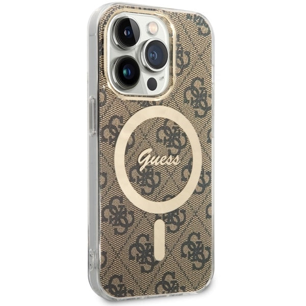 Guess MagSafe dėklas iPhone 14 Pro – rudas 4G