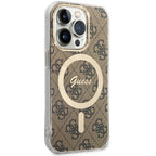 Guess MagSafe dėklas iPhone 14 Pro – rudas 4G