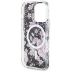 Guess MagSafe dėklas iPhone 14 Pro – juodas, gėlės