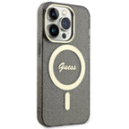 Guess MagSafe dėklas iPhone 14 Pro – juodas, blizgus