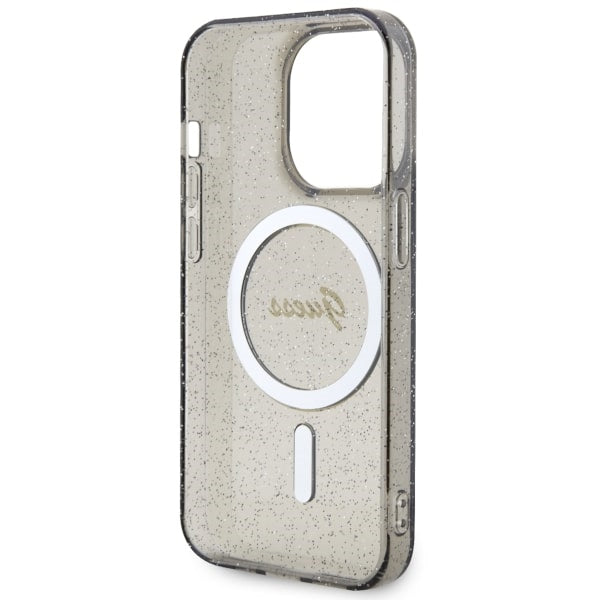 Guess MagSafe dėklas iPhone 14 Pro – juodas, blizgus