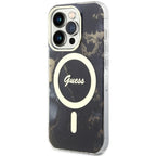 Guess MagSafe dėklas iPhone 14 Pro – juodas marmuras