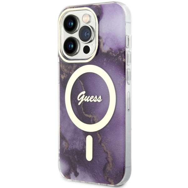 Guess MagSafe dėklas iPhone 14 Pro – violetinis