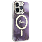Guess MagSafe dėklas iPhone 14 Pro – violetinis
