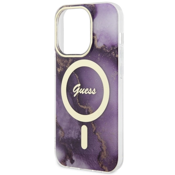 Guess MagSafe dėklas iPhone 14 Pro – violetinis