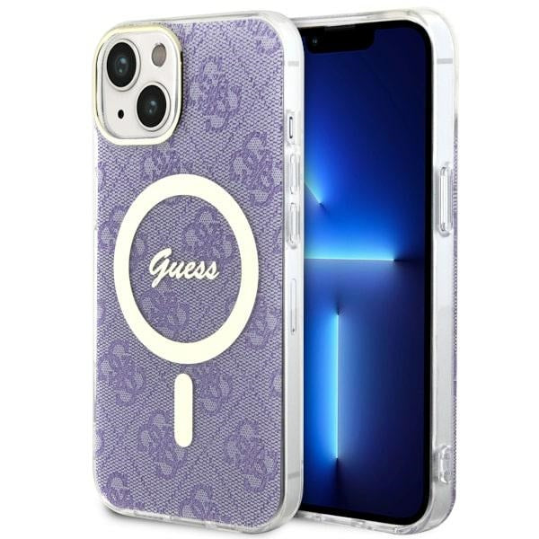 Guess 4G MagSafe dėklas iPhone 14 Plus – violetinis