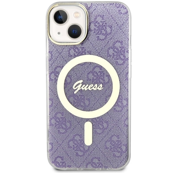 Guess 4G MagSafe dėklas iPhone 14 Plus – violetinis