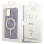 Guess 4G MagSafe dėklas iPhone 14 Plus – violetinis