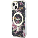 Guess MagSafe dėklas iPhone 14 Plus – juodas, gėlės -- iPhone 14 Plus