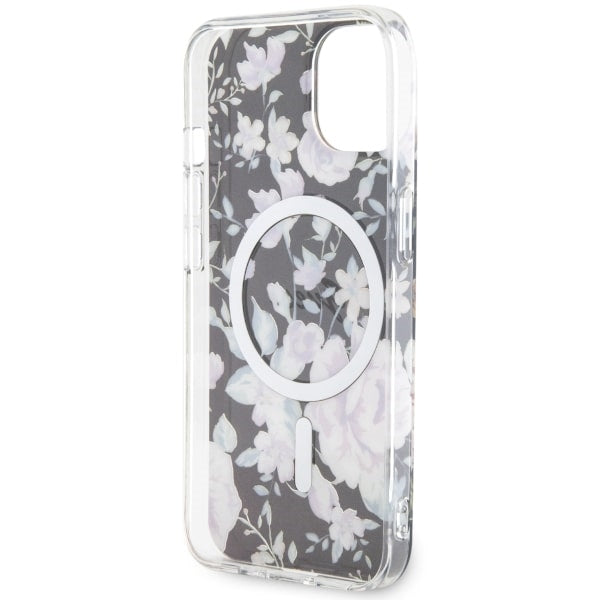Guess MagSafe dėklas iPhone 14 Plus – juodas, gėlės -- iPhone 14 Plus