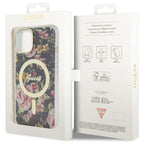 Guess MagSafe dėklas iPhone 14 Plus – juodas, gėlės -- iPhone 14 Plus