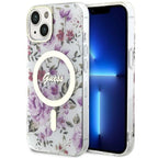 Guess MagSafe dėklas iPhone 14 Plus – skaidrus