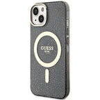 Guess MagSafe dėklas iPhone 14 Plus – juodas, blizgus
