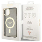 Guess MagSafe dėklas iPhone 14 Plus – juodas, blizgus
