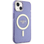 Guess MagSafe dėklas iPhone 14 Plus – violetinis, blizgus