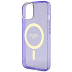 Guess MagSafe dėklas iPhone 14 Plus – violetinis, blizgus