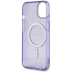 Guess MagSafe dėklas iPhone 14 Plus – violetinis, blizgus