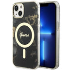 Guess Golden Marble MagSafe dėklas iPhone 14 Plus – juodas -- iPhone 14 Plus
