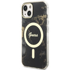 Guess Golden Marble MagSafe dėklas iPhone 14 Plus – juodas -- iPhone 14 Plus
