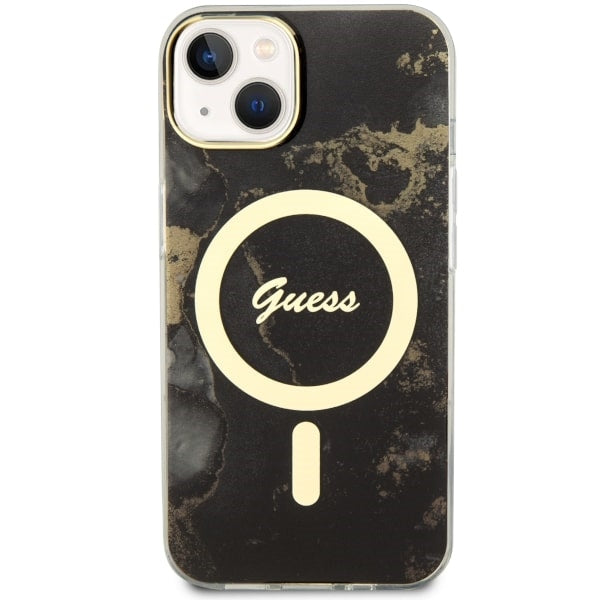 Guess Golden Marble MagSafe dėklas iPhone 14 Plus – juodas -- iPhone 14 Plus