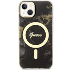 Guess Golden Marble MagSafe dėklas iPhone 14 Plus – juodas -- iPhone 14 Plus