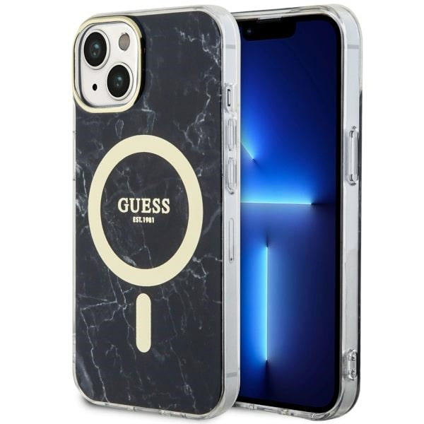 Guess Marble MagSafe dėklas iPhone 14 Plus – juodas -- iPhone 14 Plus