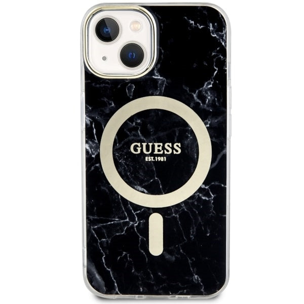 Guess Marble MagSafe dėklas iPhone 14 Plus – juodas -- iPhone 14 Plus