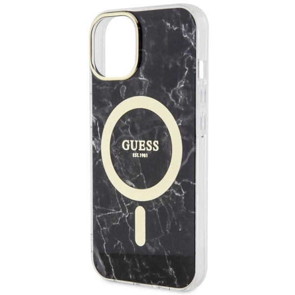 Guess Marble MagSafe dėklas iPhone 14 Plus – juodas -- iPhone 14 Plus