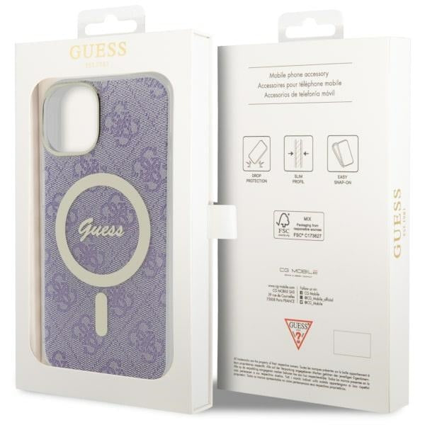 Guess MagSafe dėklas iPhone 14 – violetinis