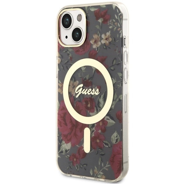 Guess Flower MagSafe dėklas iPhone 14 – žalias