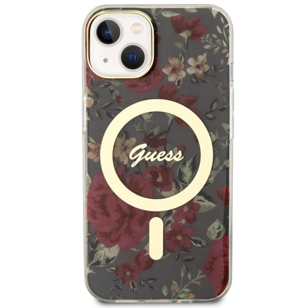 Guess Flower MagSafe dėklas iPhone 14 – žalias