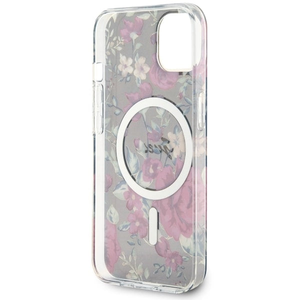 Guess Flower MagSafe dėklas iPhone 14 – žalias
